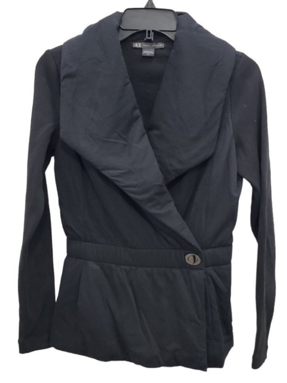 A|X Armani Exchange Women's Black Modal Blend Twist Lock Blazer Jacket Size S
